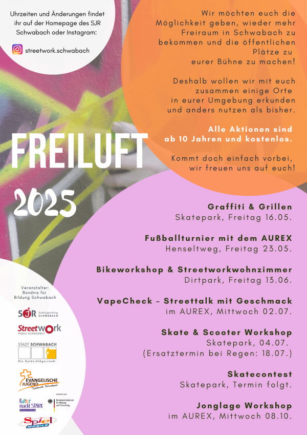 Plakat mit den Freiluftterminen