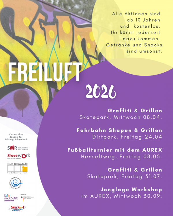 Plakat mit den Freiluftterminen